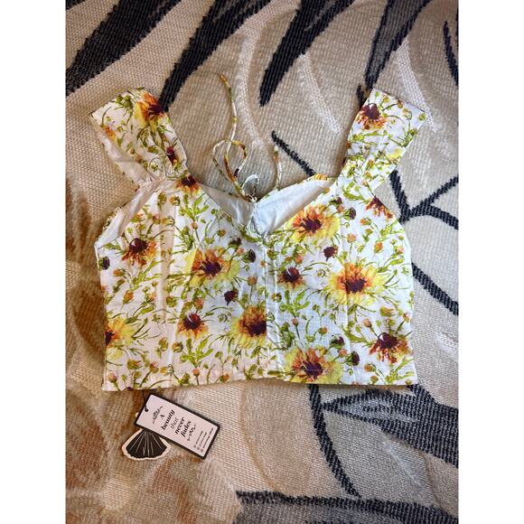 "Retro Stage" floral crop sweetheart top NWT - Picture 3 of 4